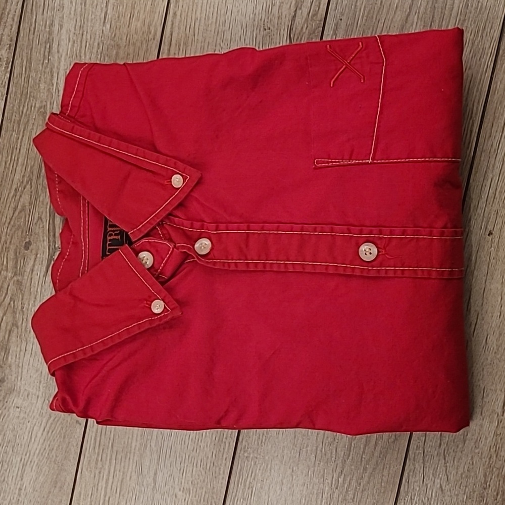 TRIPP NYC Red Solid‎ Cotton Sz XL Long Sleeve Shirt VTG Y2K RARE